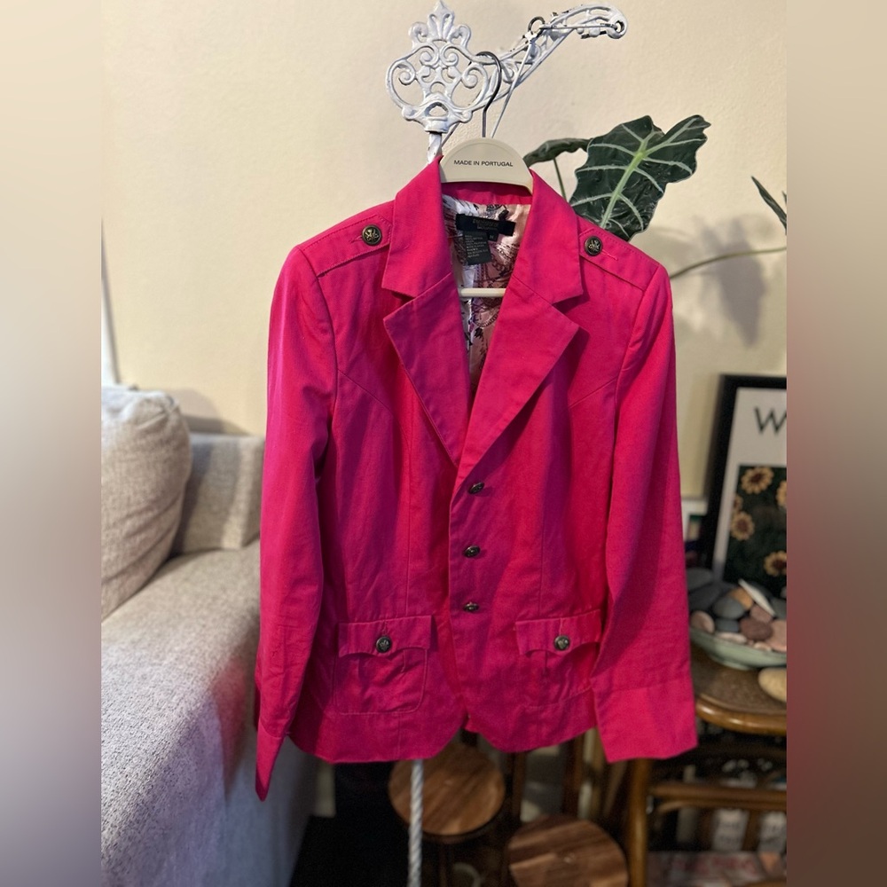 Twiggy London hot pink blazer women’s size medium military Academia